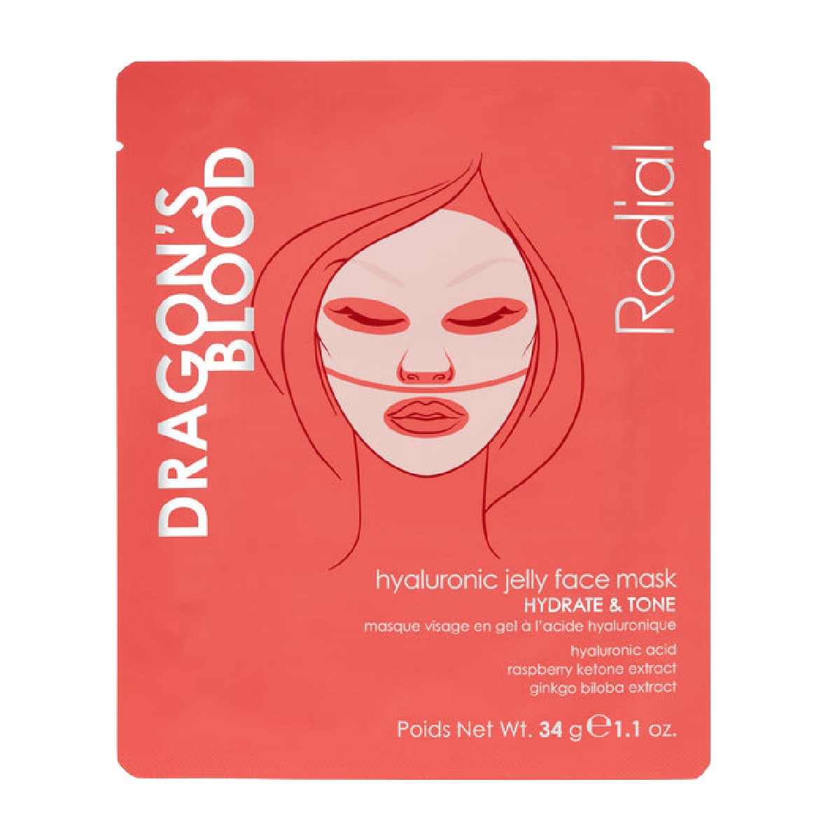 Levně Rodial Dragons Blood Hydrogel Jelly maska na obličej 1 ks